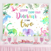 Stampfen Chomp Rawr Dinosaurier Ist Drehen Zwei Geburtstag Hintergrund